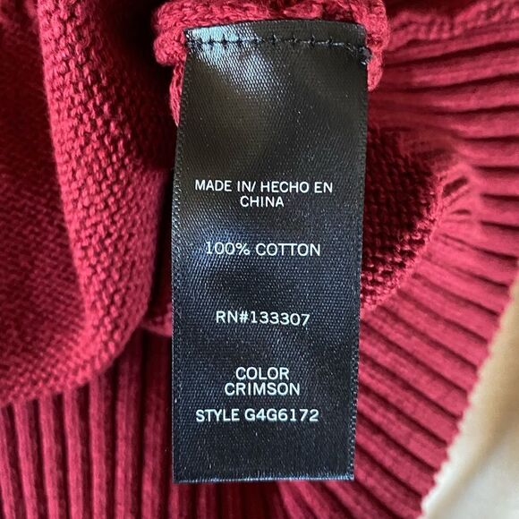 đ§„Geoffrey Beene Maroon 1/2 Zip Knit Sweater w/Navy & Gray Stripe.âEUC! SzâS - Picture 4 of 5
